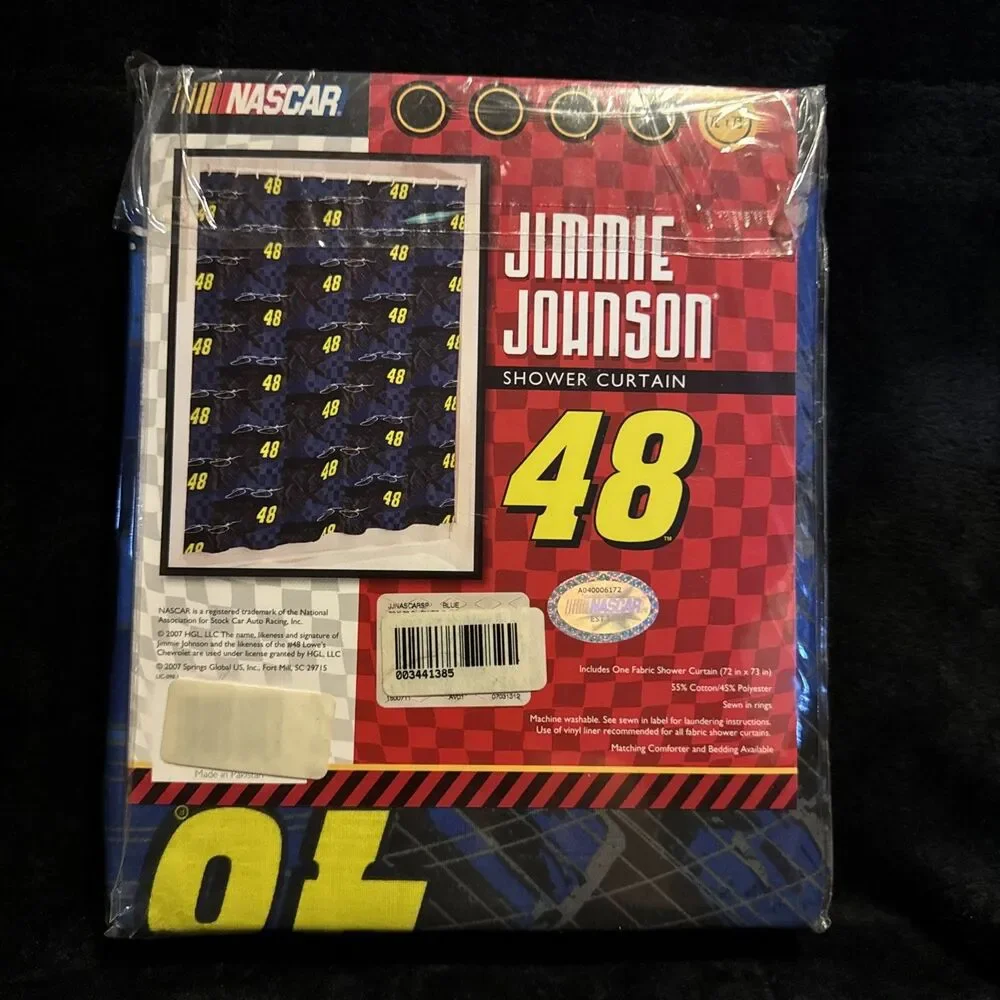 NASCAR Jimmie Johnson 48 Blue Fabric Shower Curtain 72” x 73”